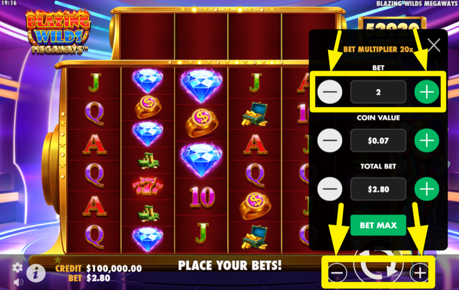 Blazing Wilds Megaways SET YOUR WAGER LEVEL.