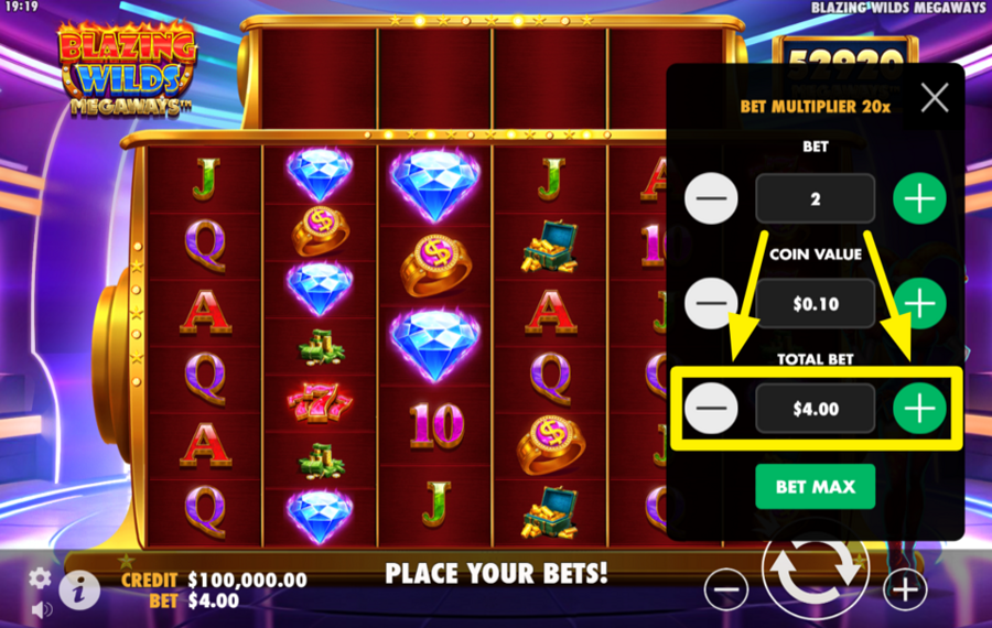 Blazing Wilds Megaways ESTABLISH THE TOTAL BET.