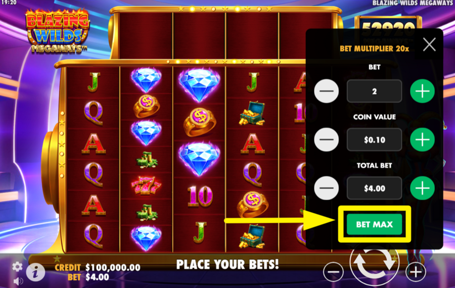 Blazing Wilds Megaways ALLOCATE THE PEAK BETTING AMOUNT.