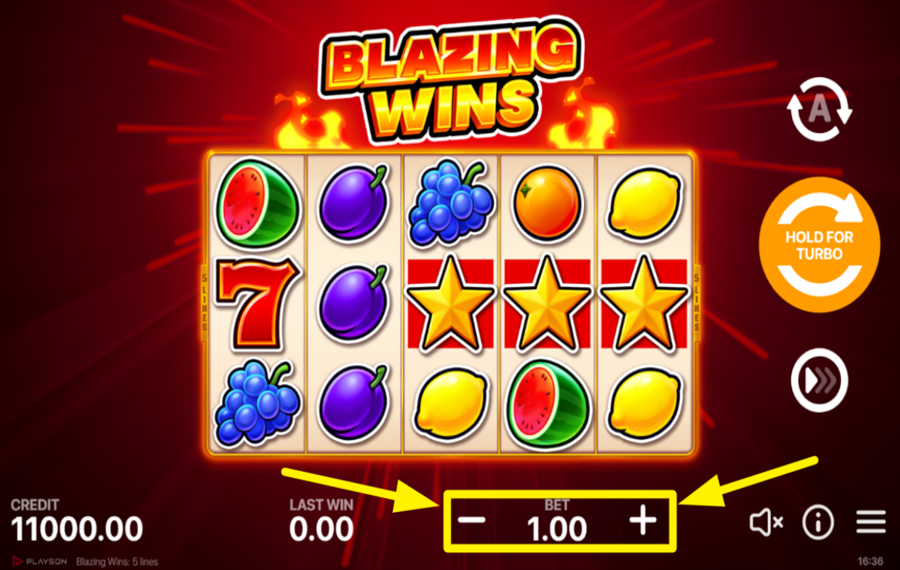 Blazing Wins 5 lines НАЗНАЧИТЕ ЗНАЧЕНИЕ СТАВКИ.