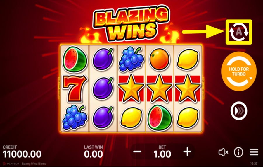 Blazing Wins 5 lines НАЧАТЬ АВТОМАТИЧЕСКИЕ ВРАЩЕНИЯ.