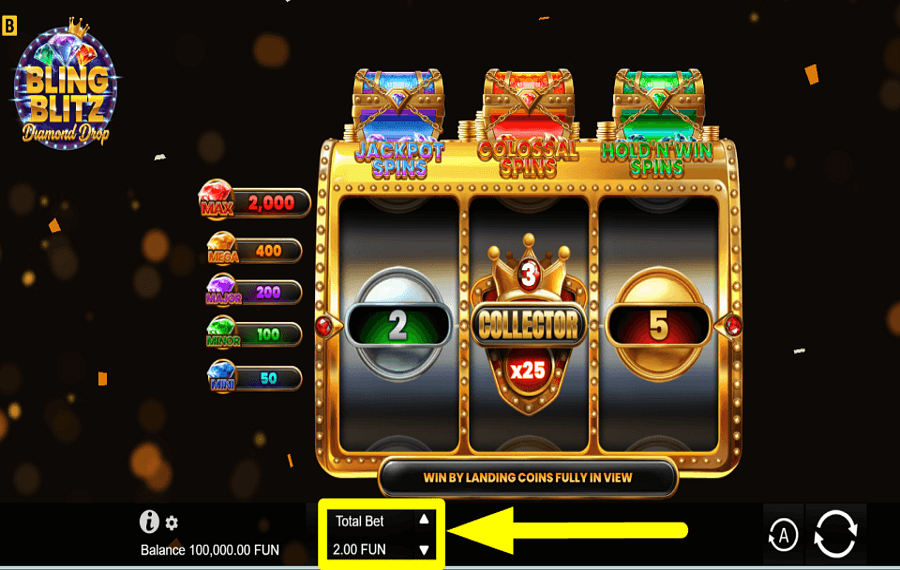 Bling Blitz Diamond Drop PLACE YOUR WAGER.