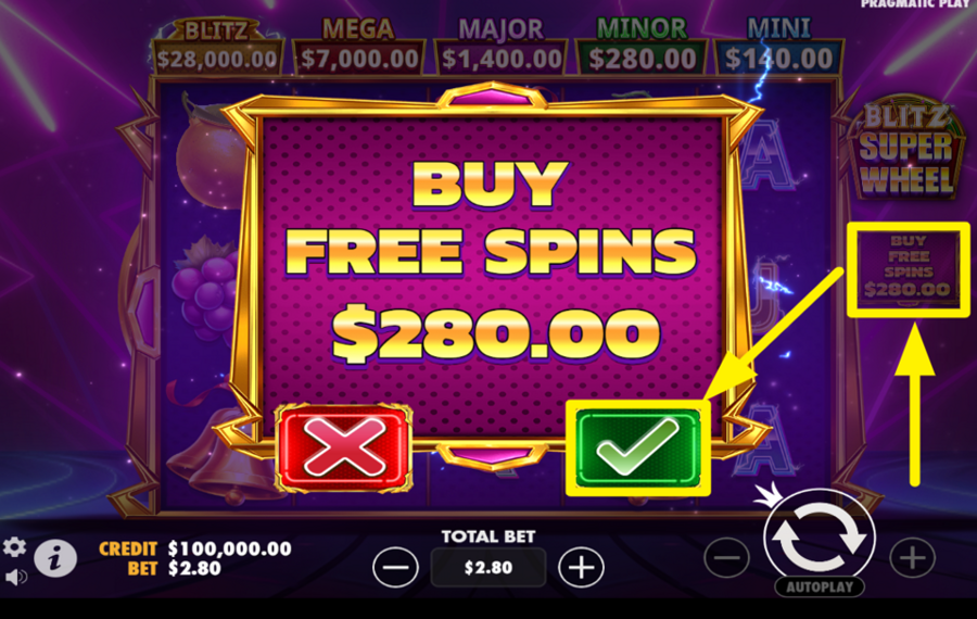 Blitz Super Wheel BUY FREE SPINS.