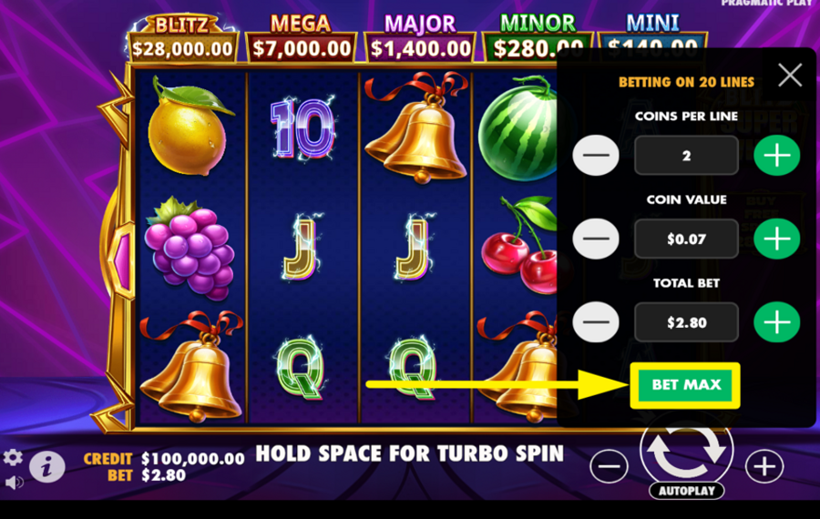 Blitz Super Wheel TARGET THE MAXIMUM WAGER AMOUNT.