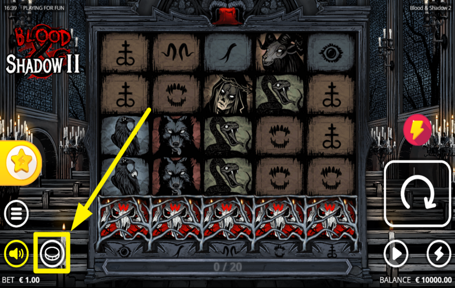 Blood and Shadow 2 ВЫБЕРИТЕ СУММУ СТАВКИ.