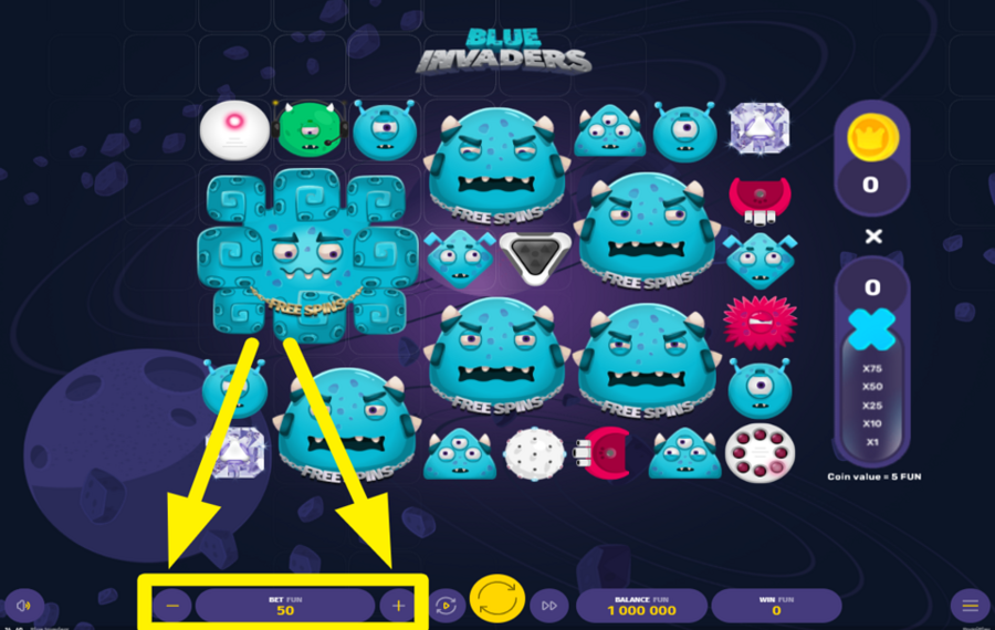 Blue Invaders DÉCIDEZ DE VOTRE ENJEU.