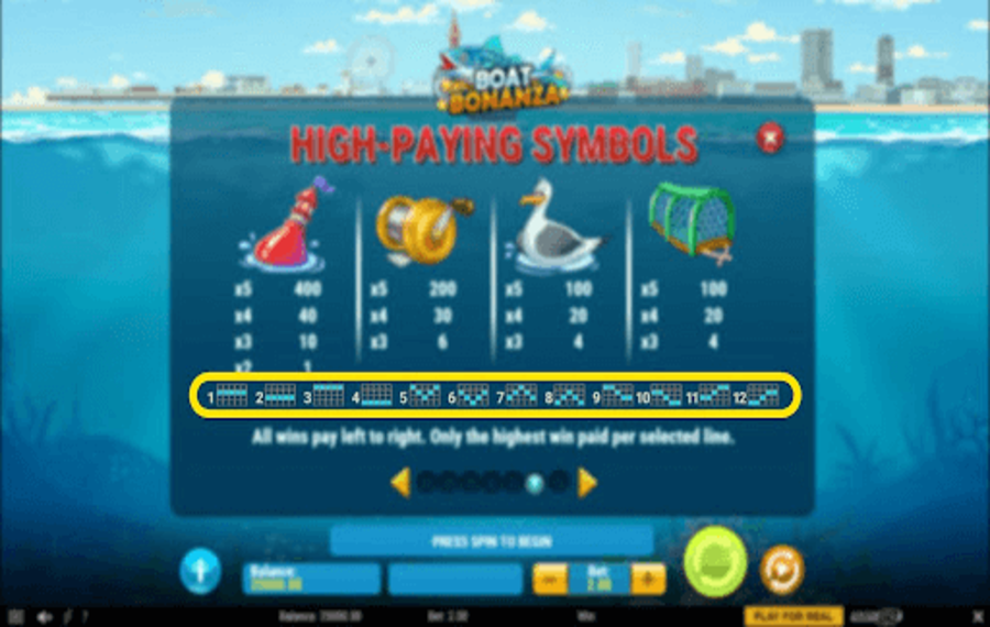 Boat Bonanza Выберите линии выплат