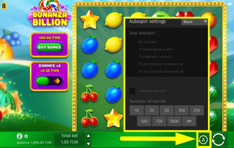 Bonanza Billion CONTINUA AUTOMATICAMENTE.