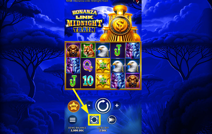 Bonanza Link Midnight Train ENABLE AUTOMATIC SPINS.