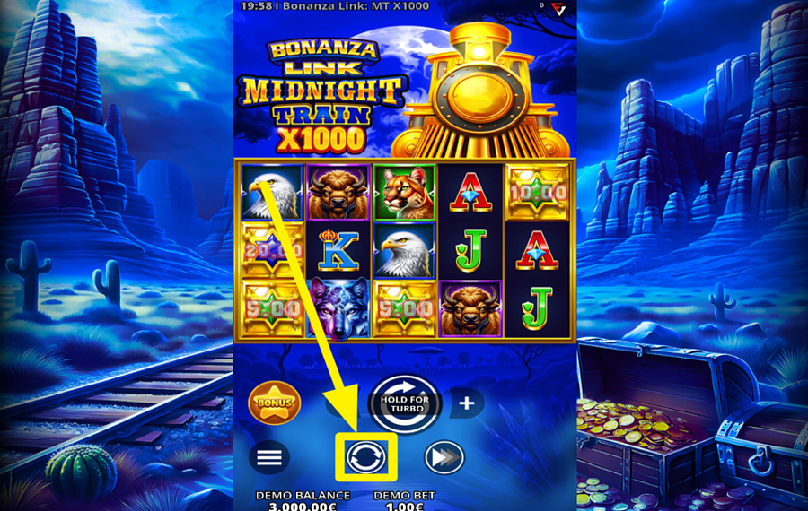 Bonanza Link Midnight Train x1000 SPIN THE REELS AUTOMATICALLY.