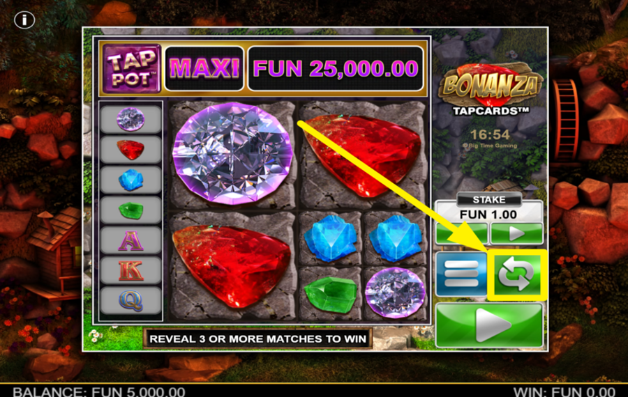 Bonanza Tapcards ACTIVATE AUTOMATIC PLAY.