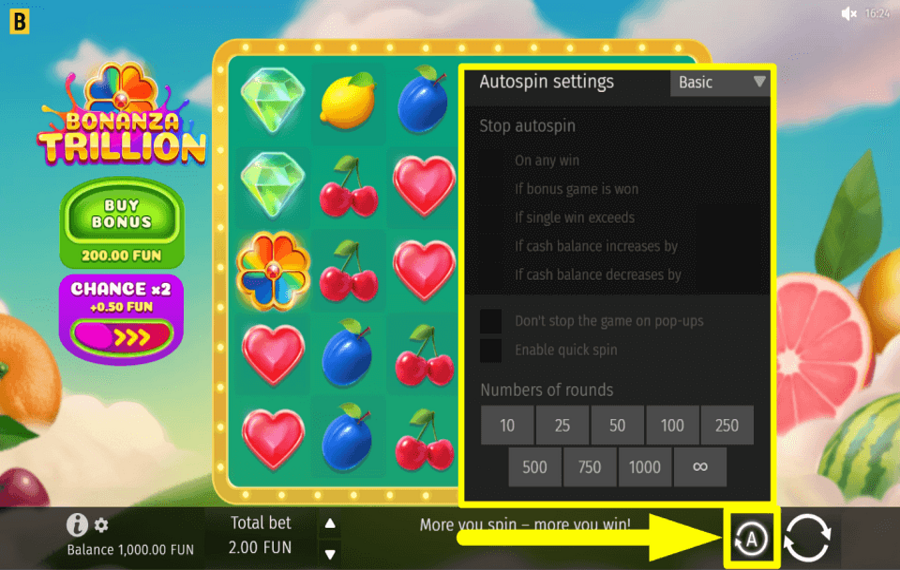 Bonanza Trillion SPIN AUTOMATICALLY.