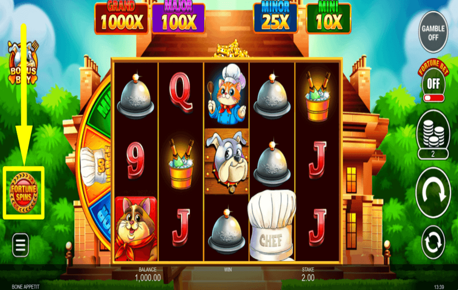 Bone Appetit Nutzen Sie die Glücksrad-Optionen.