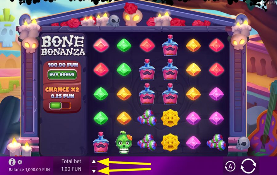 Bone Bonanza УСТАНОВИТЕ СВОЮ СТАВКУ.