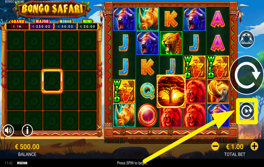 Bongo Safari ВРАЩАЙТЕ БАРАБАНОВЫ АВТОМАТИЧЕСКИ.