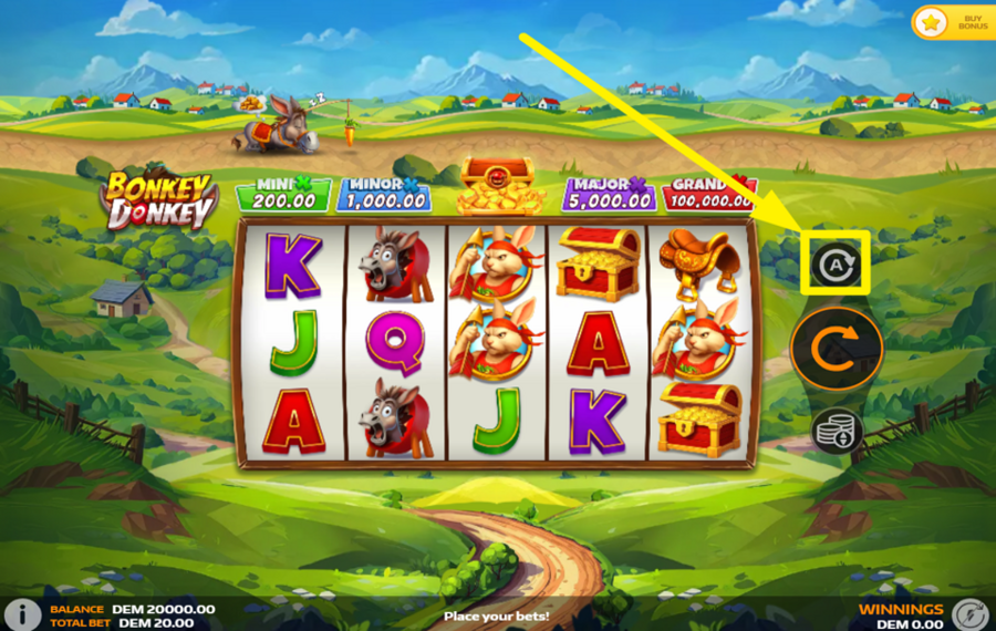 Bonkey Donkey LÖSEN SIE AUTOMATISCHE SPINS AUS.