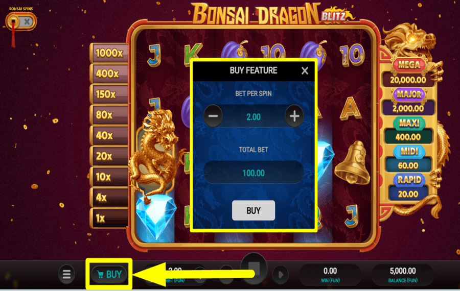 Bonsai Dragon Blitz ACQUIRE BONUSES.