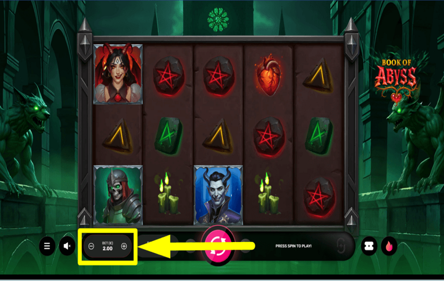 Book of Abyss SELECT YOUR STAKE.