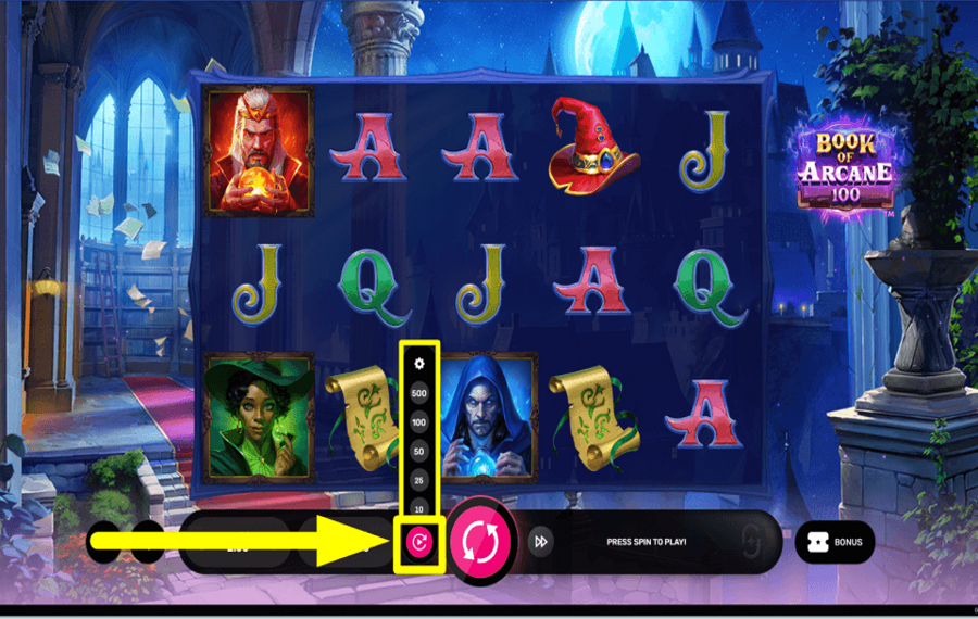 Book of Arcane 100 SPIN AUTOMATICALLY.