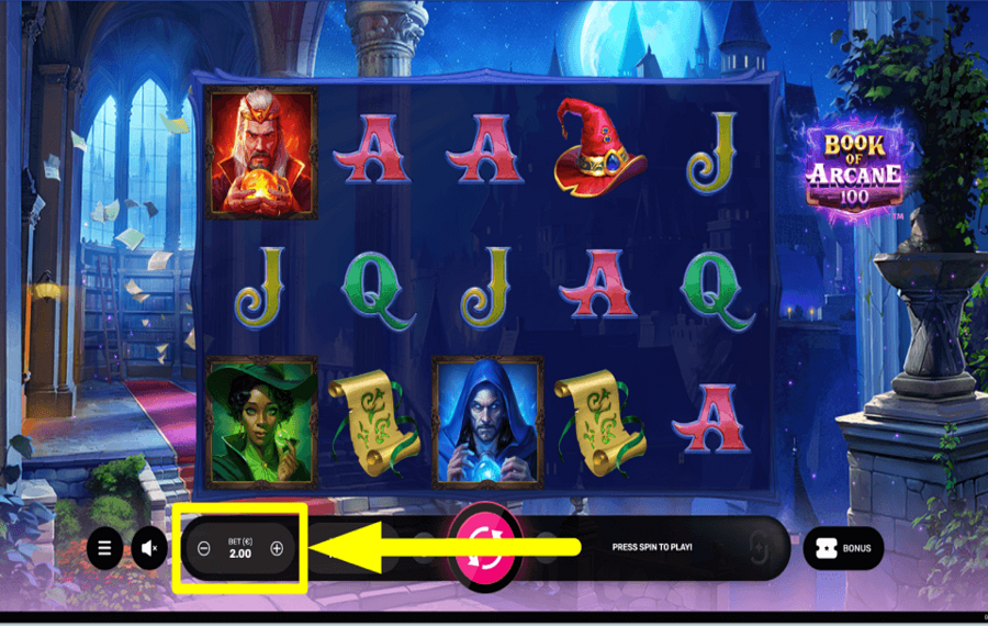 Book of Arcane 100 SELECT YOUR WAGER.
