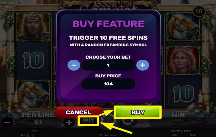 Book of Camelot PURCHASE THE BONUS FEATURE.