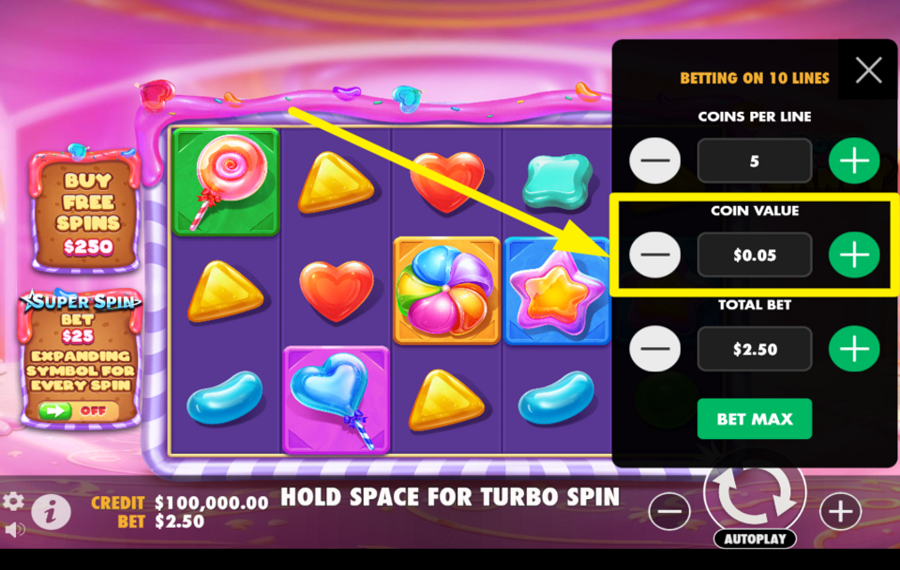 Book of Candy TWEAK THE COIN VALUE.