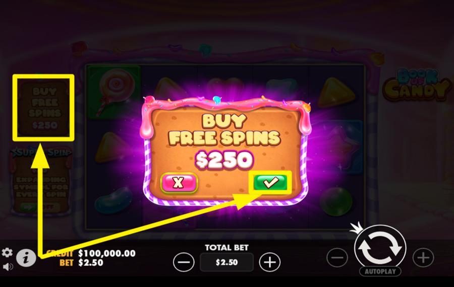 Book of Candy BUY FREE SPINS.