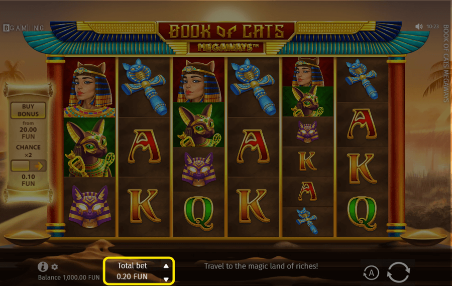 Book of Cats Megaways Ajustez votre pari