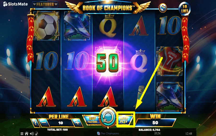 Book of Champions Verwendung der optionalen „Autoplay“-Funktion.