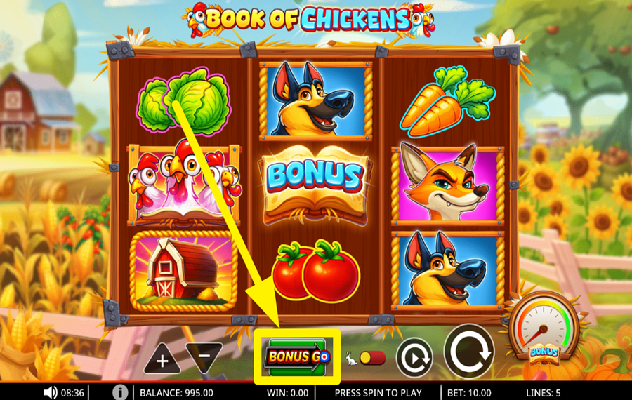 Book of Chickens 無料スピンをアンロックしよう。