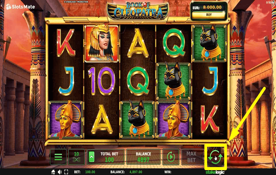 Book of Cleopatra Click/ tap the “Spin” button.