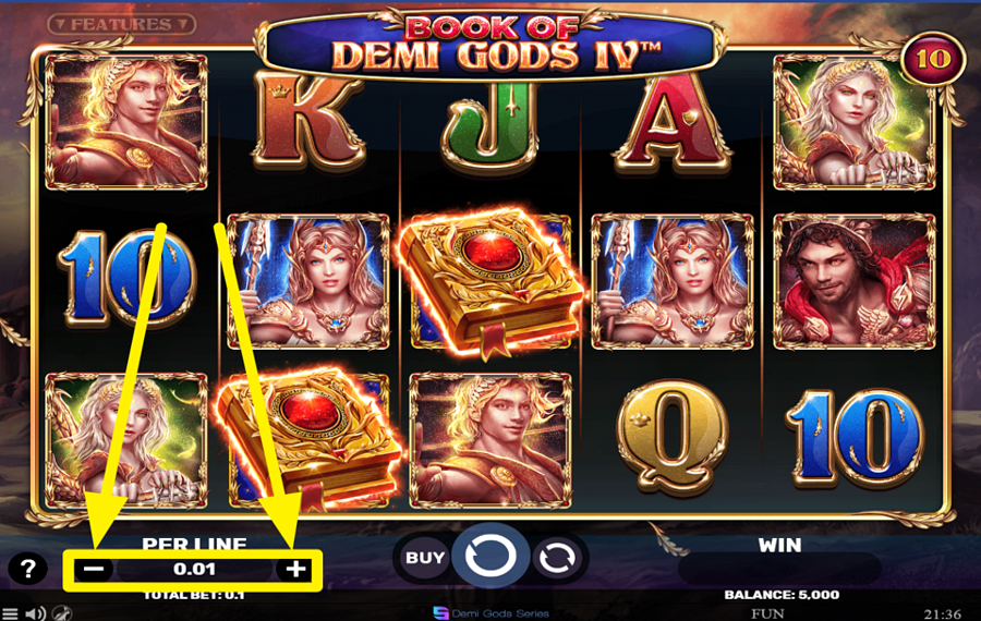 Book Of Demi Gods IV DECIDE ON THE BET PER LINE.