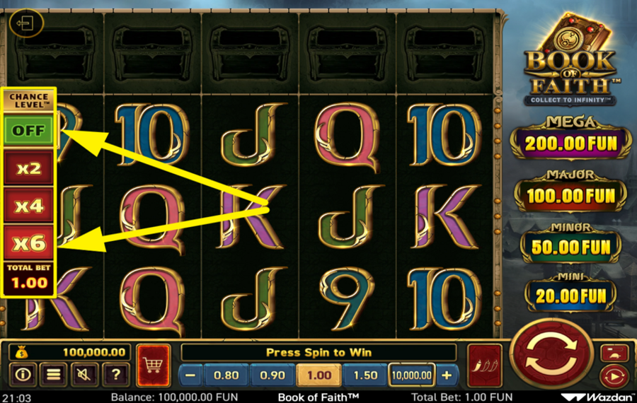 Book of Faith SCEGLI DAI LIVELLI DI POSSIBILITÀ.