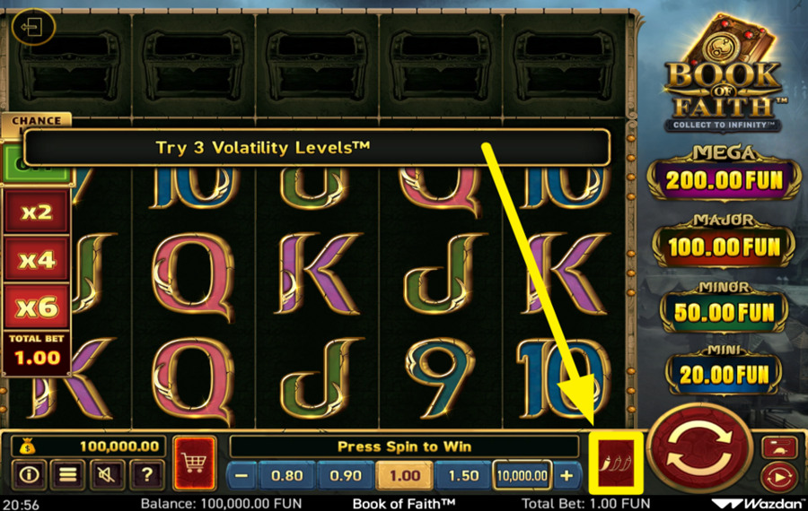 Book of Faith SELEZIONA UN LIVELLO DI VOLATILITÀ.