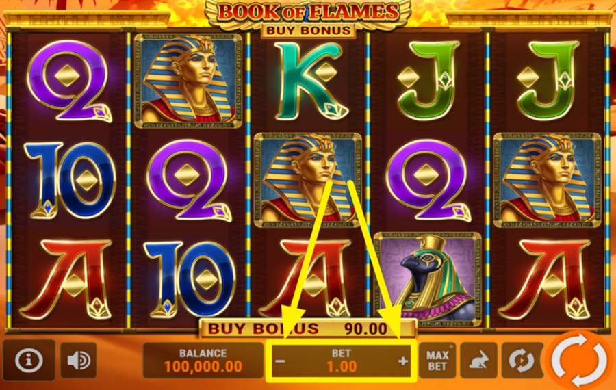 Book of Flames Buy Bonus DÉFINISSEZ LE MONTANT DE VOTRE MISE.