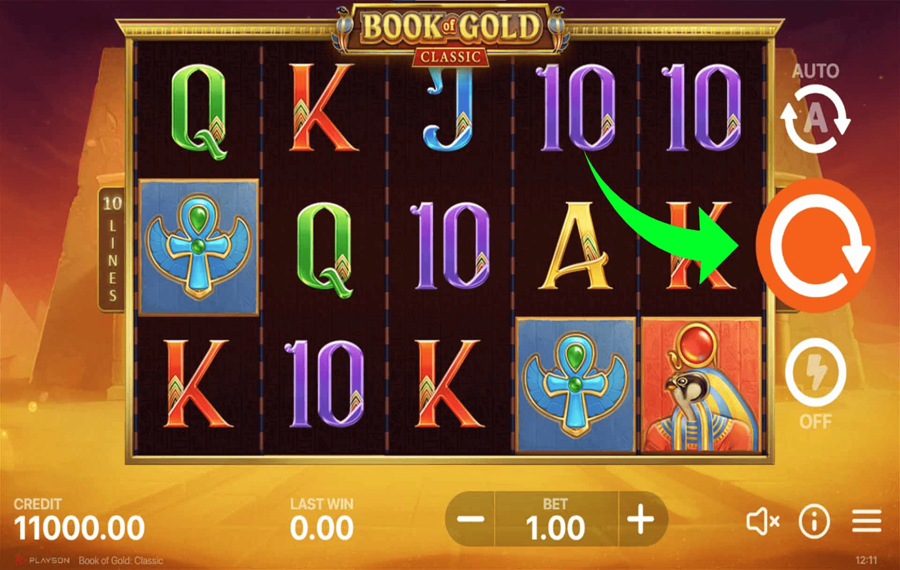 Book of Gold Classic Haga clic/toque el botón "Girar"