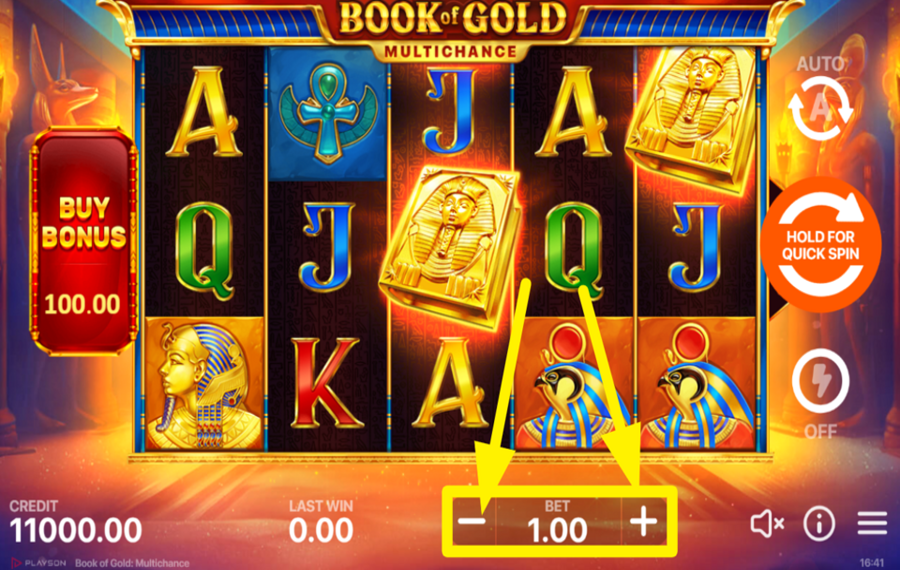 Book of Gold Multichance SELECCIONA EL IMPORTE DE TU APUESTA.