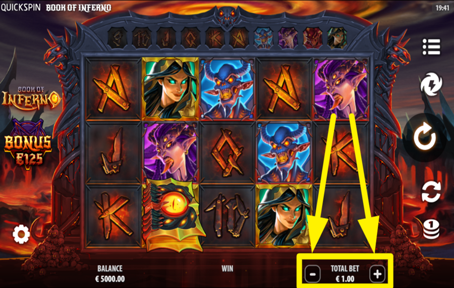 Book of Inferno SET YOUR STAKE.