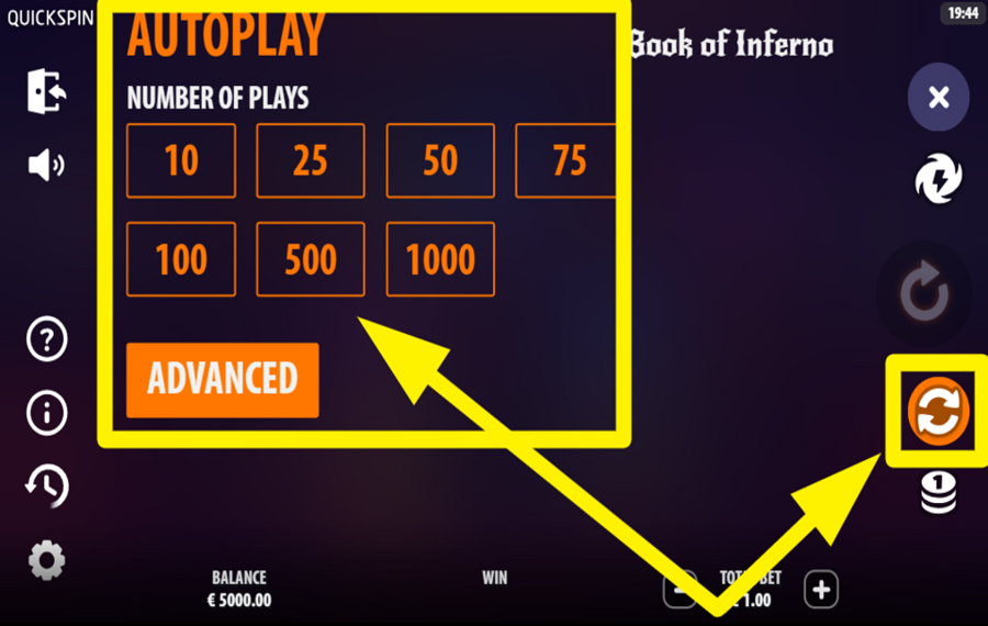 Book of Inferno UTILIZE AUTOPLAY.