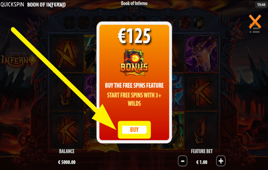 Book of Inferno BUY FREE SPINS.