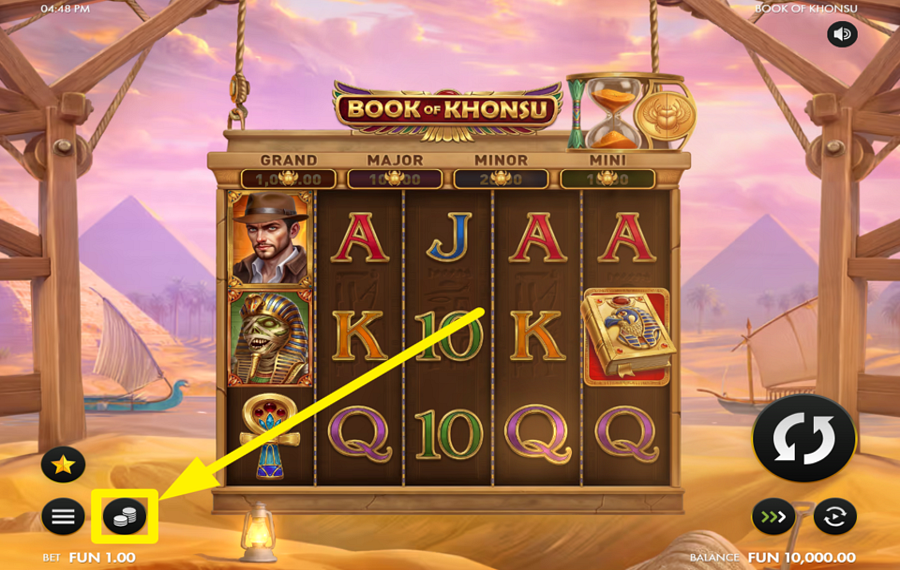 Book of Khonsu DETERMINE YOUR BETTING AMOUNT.