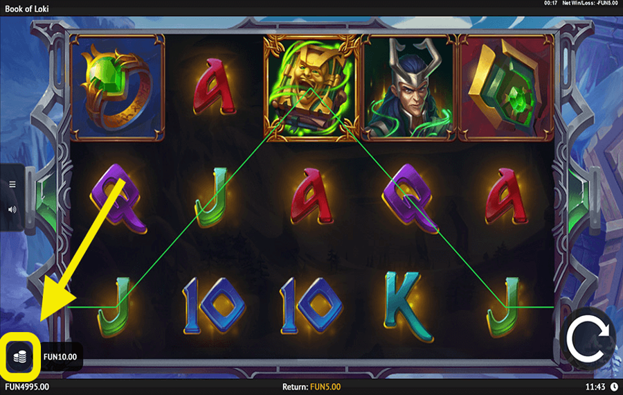 Book of Loki Choose your bet amount.