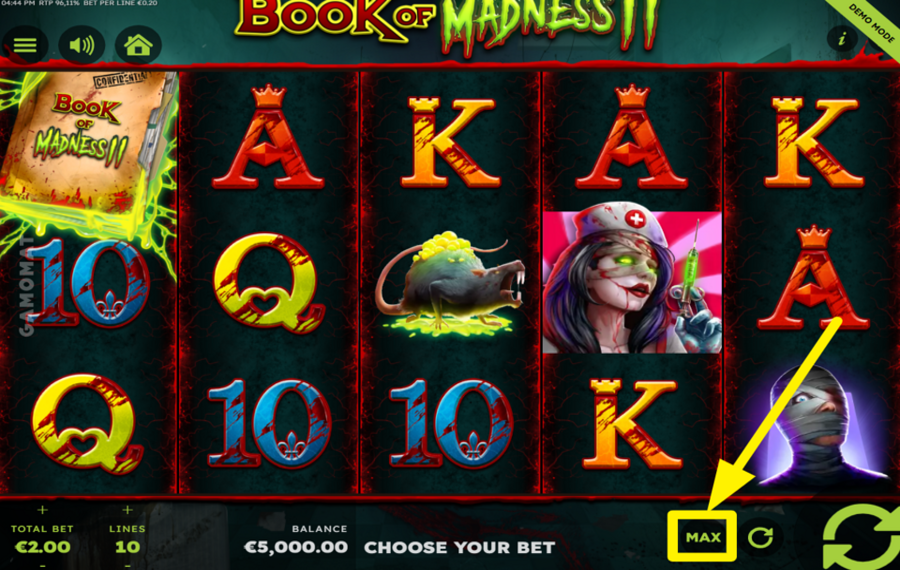 Book of Madness 2 RÉGLER LA MISE AU MAXIMUM.