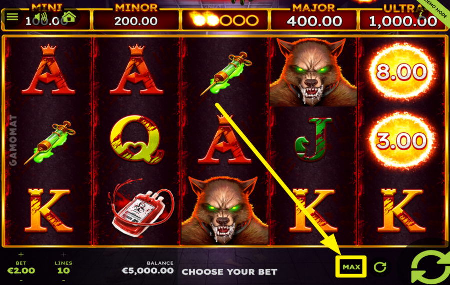 Book of Madness Flaming Link ALLOUER LE MONTANT MAXIMUM DES MISES.