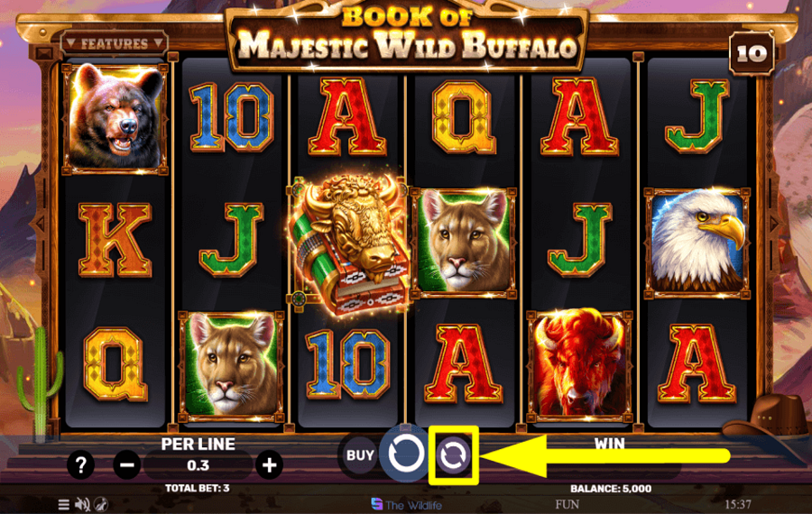 Book of Majestic Wild Buffalo TOURNE AUTOMATIQUEMENT.