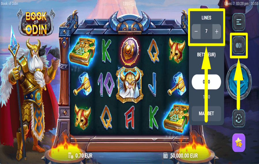 Book of Odin УСТАНОВИТЕ ЛИНИИ ВЫПЛАТ.