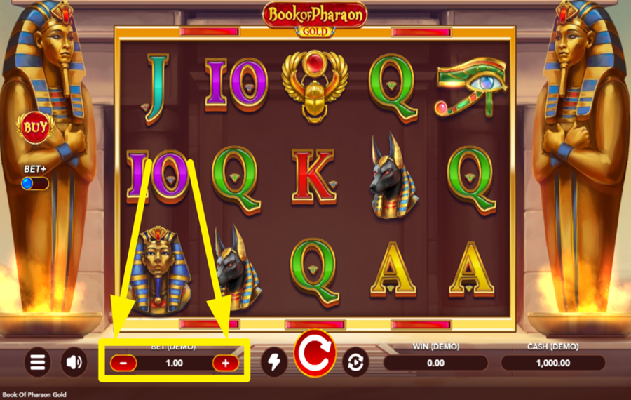 Book of Pharaon Gold Passen Sie Ihren Einsatz an.
