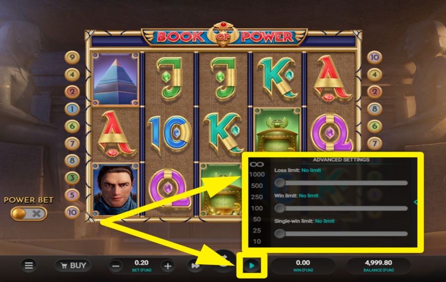 Book of Power SCEGLI I GIRI AUTOMATICI.