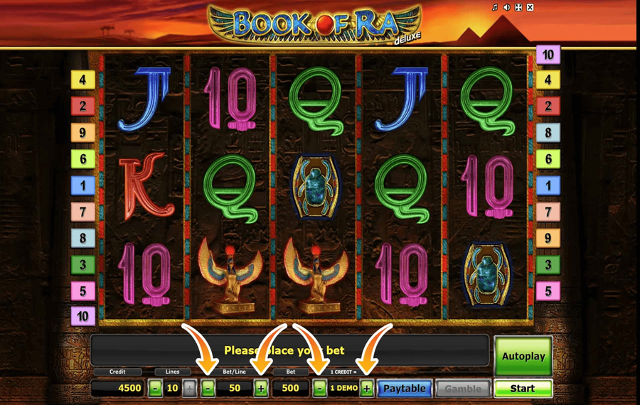 Book of Ra Deluxe Choisissez le montant de votre mise