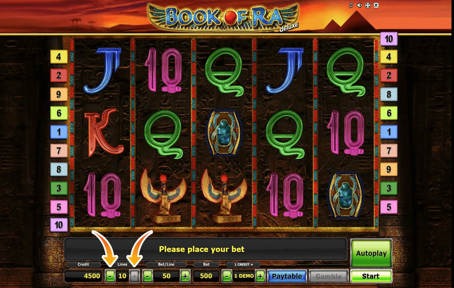 Book of Ra Deluxe Choisissez les lignes de paiement